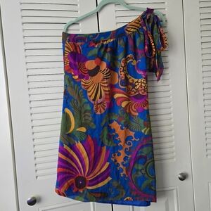 Trina Turk Banana Republic Coachella 100% Silk Off Shoulder Dress size 0 #216